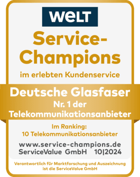 Siegel Service-Champions Nr.1 Silber 2023 Deutsche Glasfaser